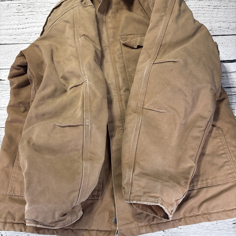 Men's Carhartt Brown Canvas Zip Jacket w/ Corduroy Collar, 48 Tall. C03 BRN READ - Picture 12 of 16